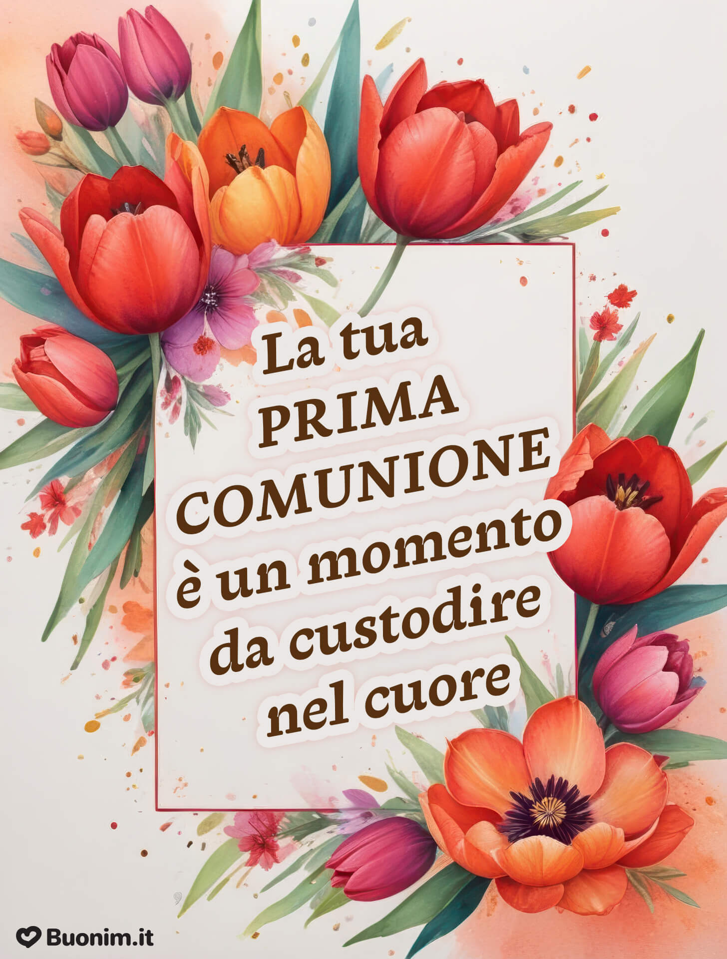 Un pensiero speciale per la tua Prima Comunione Un’immagine per la prima comunione che racconta dolcezza e gioia