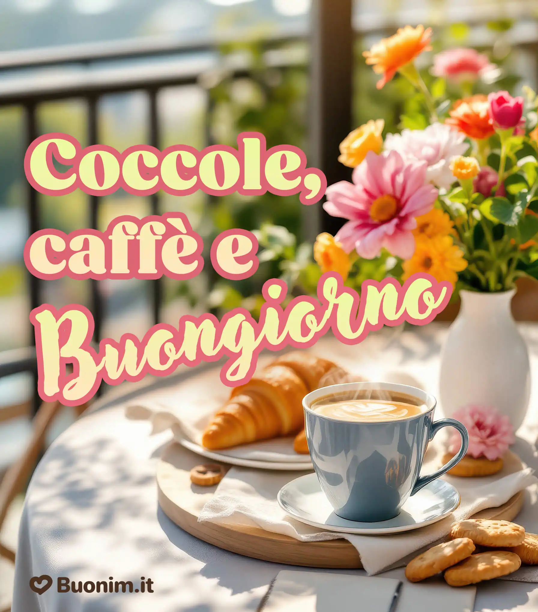 Un’immagine piena di calore e profumo di croissant per augurarti un risveglio sereno e ricco di coccole